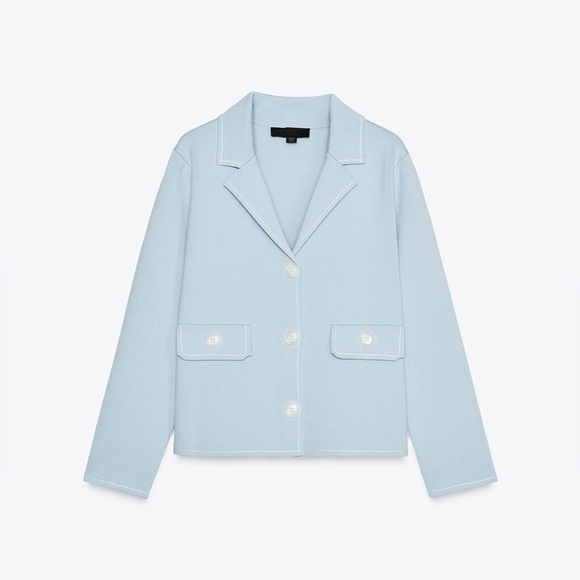 Zara women’s blue trim knit jacket size XL - Picture 1 of 6